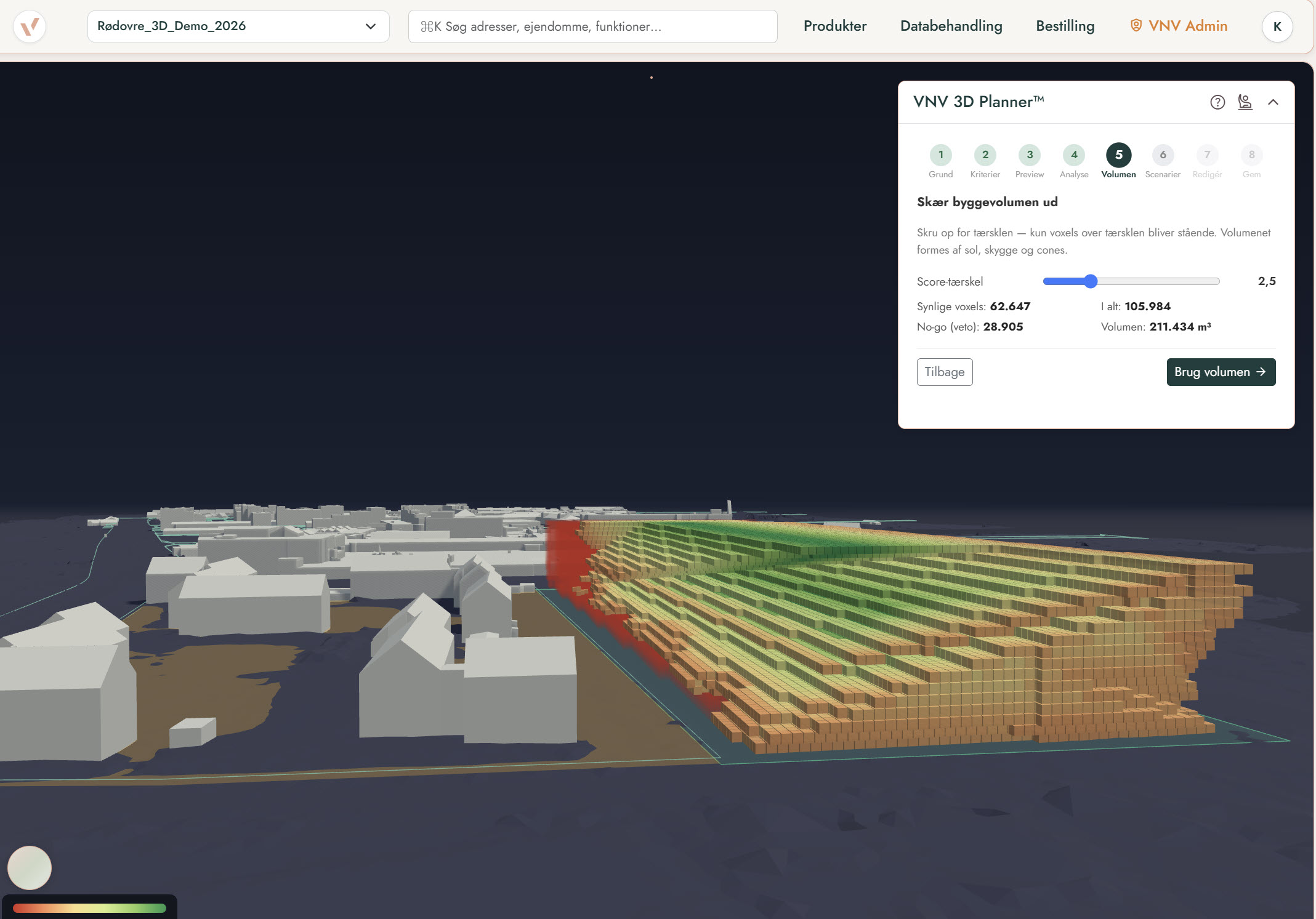 VNV 3D Planner med egnethedsanalyse og massemodel